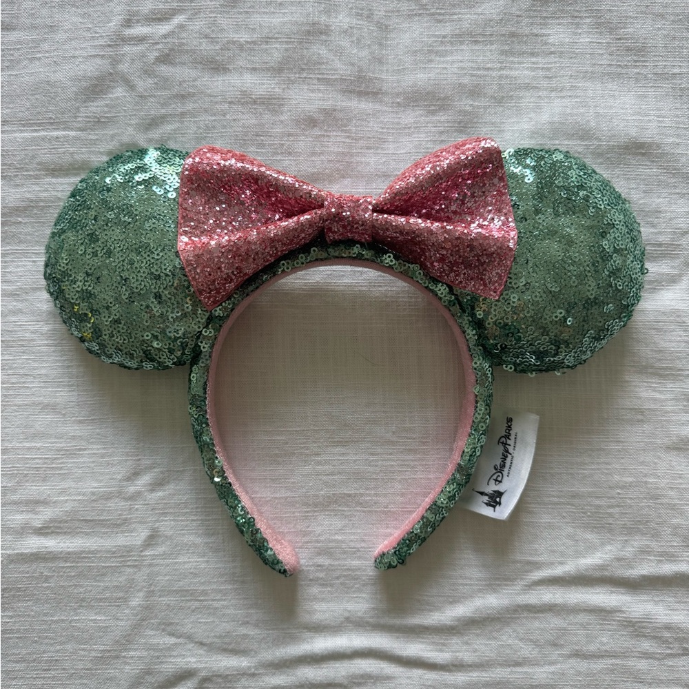 Disney Sequin Minnie Ears Headband with Pink Bow
